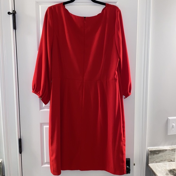 Talbots Red Long Sleeve Dress with Cutout Detail on Neck Size 12 - Picture 2 of 4